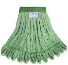 MEDIUM GREEN MICROFIBER LOOPED END WET MOP, 1 1/4 BAND