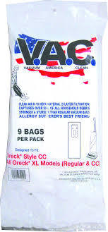 V. A. C. Hepa Oreck CC Bags, all XL Uprights, VAC8  (9 pk)