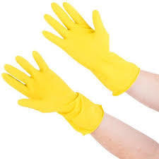 MULTI-USE YELLOW RUBBER FULLY LINED GLOVES,  Small