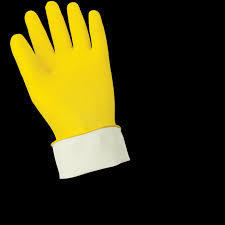 PRO WORKS Yellow Latex, Flock Lined Gloves, SMALL