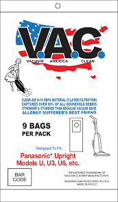 V. A. C. Hepa Panasonic Upright, Models U, U3, U6, ect VAC3  (9pk)