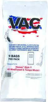 V. A. C. Hepa Hoover Style Y Bag VAC10  (9pk)