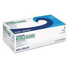 BOARDWALK Nitrile Disposable Gloves, Large, Blue 100/box