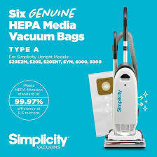 SIMPLICITY High Flow Upright Hepa Bags, Type A