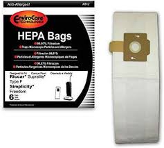 RICCAR Supralite Hepa Vacuum Bags, Type F,  EnviroCare, 6 Pk