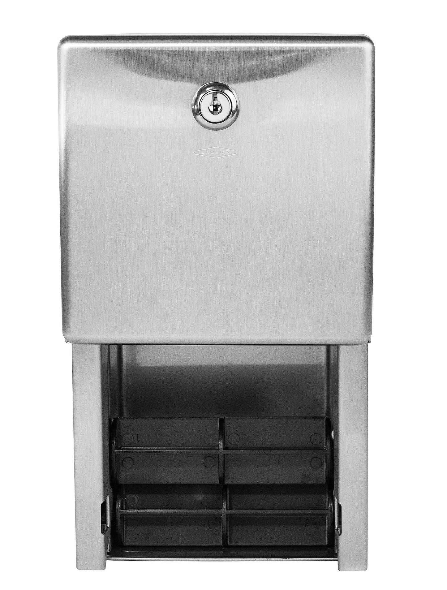 Bobrick Stainless Steel 2-Roll Tissue Dispenser, 6.06 x 5.94 x 11, Stainless Steel